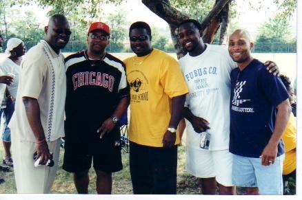 Jeff Riley, Jeff Patrick, Michael Crittenden,a guest and Tyrone Cox at the picnic 